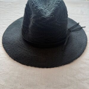 Four Buttons by San Diego Hat Co Black Woven Fedora Hat Women’s O/S Wide Brim Bo